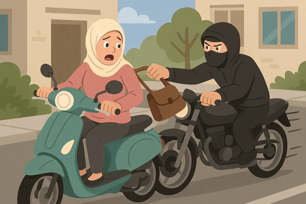 ilustrasi tindak kriminal jambret (Sumber: sumsel.co/AI)